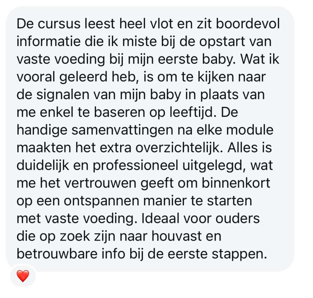 review cursus opstart vaste voeding